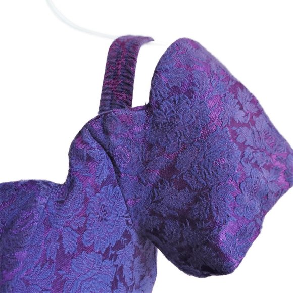Vintage Brocade Dress All That Jazz Purple Floral Scallop Neck Talon Zip Back S - Picture 5 of 9